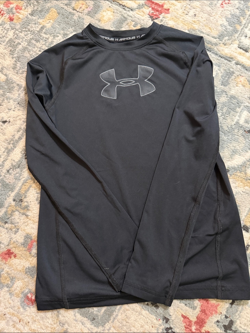 Under Armour Black Long-Sleeve Athletic Top with Logo